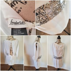 White Backout Dress, Bling belt Size Large
